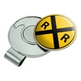 thumbnail image 2 of Railroad Crossing Traffic Sign Train Golf Hat Clip With Magnetic Ball Marker, 2 of 6