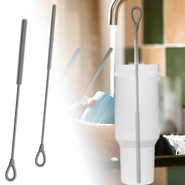 Product Cleaning Brush for Kitchen and Home Flexible Silicone Scrubbing Tool Reusable Bendable Brush for Cup Lids Bottles Jars Dishware and General Cleaning 2PCS