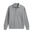 thumbnail image 2 of Men's Waffle Knit Polo Shirts Long Sleeve Button Down Collar Tops Men's Shirt (Grey XXXXL), 2 of 3