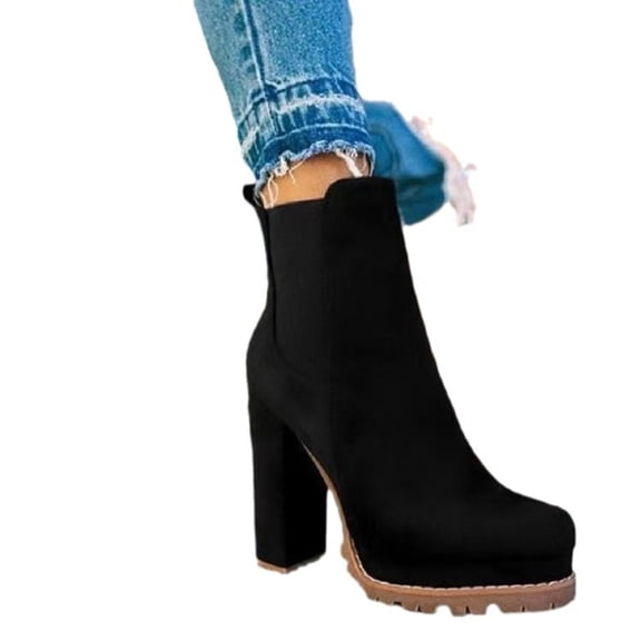 Simple high-heeled ankle boots, women's elastic ankle boots