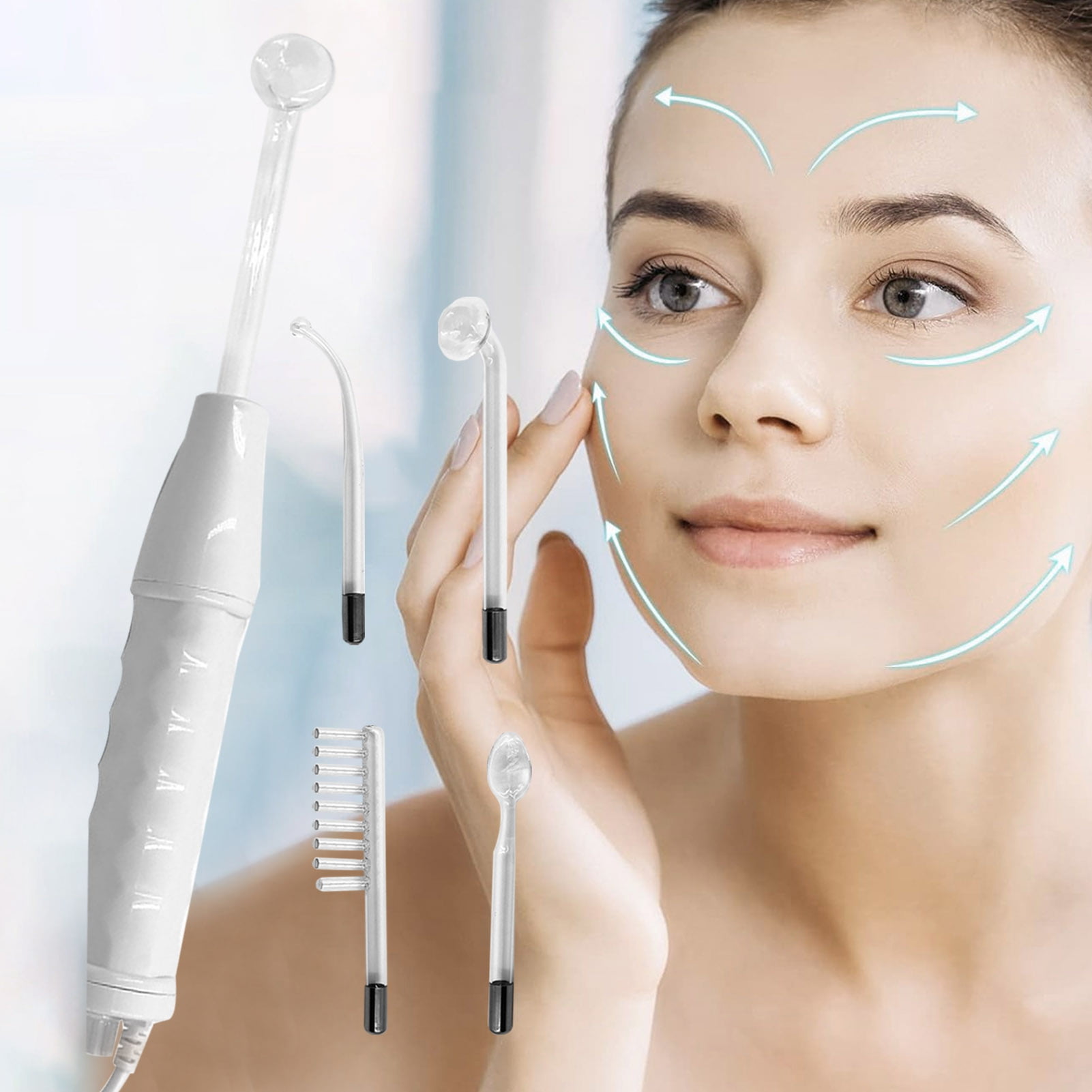 Varita Facial de Alta Frecuencia con 4 Tubos Diferentes, Máquina de Electroterapia Multifunción sin Dolor, Dispositivo de Belleza para el Cuidado de la Cara (Enchufe Estadounidense), Enchufe Estadounidense