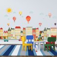 thumbnail image 4 of Pegatinas de pared de ciudad con globo de coche de construcción, pegatinas decorativas creativas para pared de guardería, habitación de niños con personalidad, 4 of 5