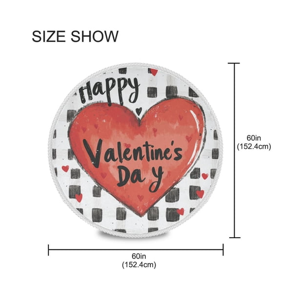 BZSMCE Round Tablecloth Happy Valentines Day Pattern Tableclothes