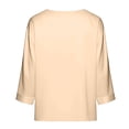 thumbnail image 6 of Women's Satin V Neck 3/4 Sleeve Blouse Business Casual Pure Outfits Silky Elegant Spring Autumn Top Beige XL, 6 of 6