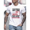 thumbnail image 1 of Camiseta con estampado de la bandera estadounidense para hombre, ideal para verano y actividades al aire libre. Estampado informal con la letra "Veterano", cuello redondo ligeramente elástico, manga c, 1 of 7