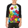 thumbnail image 1 of Halloween Jelly Beans Mens Raglan T Shirt White-Black SM, 1 of 2