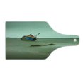 thumbnail image 2 of Shipwreck Cutting Board, Old Photo of Decadent Derelict Fishing Boat Bow in Thailand Summer Day Sunrise, Tempered Glass Cutting and Serving Board, Wine Bottle Shape, Grey Blue, by Ambesonne, 2 of 5
