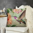 thumbnail image 2 of SHANXI Spring Flower Birds Throw Pillow Covers Vintage Hummingbird Birds Farmhouse Decorations Pillow Cases Watercolor Painting Floral Leaves Plant Cushion Cover for Sofa Couch 20x20in, 2 of 5