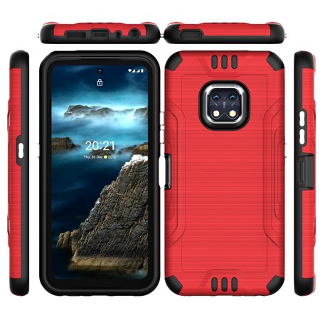 Phone Case For Nokia XR20 5G, Brush Shock Absorbing Case (Combat Red)