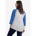 thumbnail image 2 of ellos Women's Plus Size Colorblock 3/4 Sleeve Tee - 6X, Heather Grey Ocean Sapphire, 2 of 2
