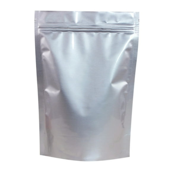 50 PCS 5 LB Zip Lock Stand Up Bags- All Silver Foil, FDA Compliant