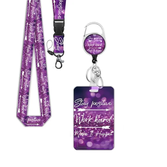 Arrow ID Badge Holder Set with Detachable Lanyard, Expandable Vertical Card Case, Fashion Name Tag Clip