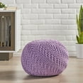 thumbnail image 2 of GDF Studio Beryl Modern Knitted Cotton Round Pouf, Lavender, 2 of 7