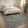 thumbnail image 3 of ODIKA 8'x10' Washable Area Rug Rocket Constellation Educational Plane Motifs Border Cartoon Galaxy Flowing for Living Room, Under Sectional, Family , Durable, Non-Slip, 3 of 7