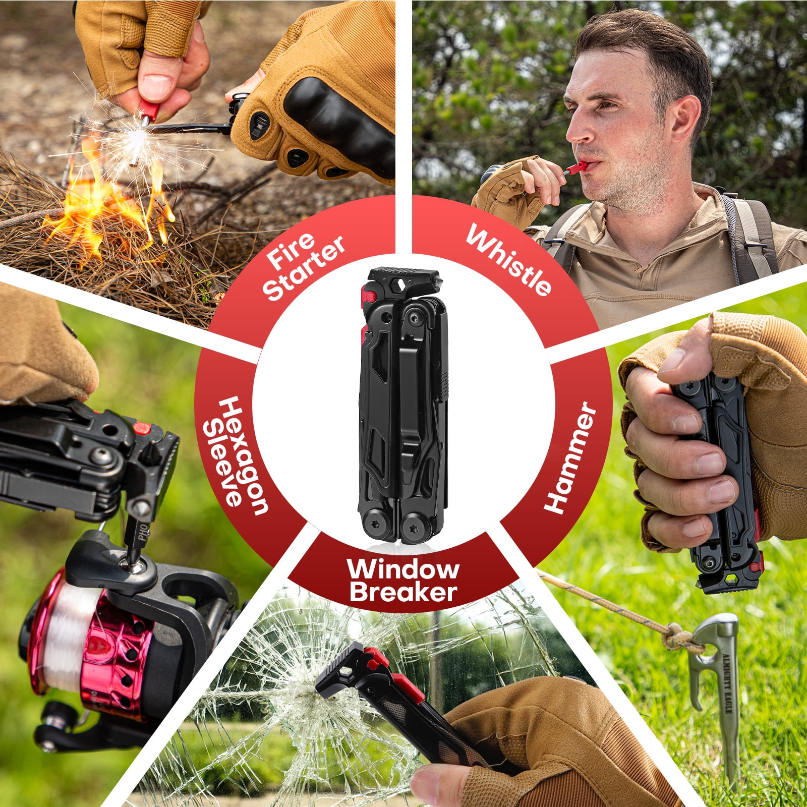 TAWOM Multitool Pocket Knife, 27-in-1 Stainless Steel Needle Nose Pliers with Screwdrivers, Self-Locking Multi tool EDC Gear with Sheath, Ideal for Survival, Outdoor, Camping