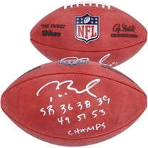 Tom Brady New England Patriots Autographed Duke Full Color Football with "SB XXXVI, XXXVIII, XXXIX, XLIX, LI, LIII Champ" Inscription - Fanatics Authentic Certified
