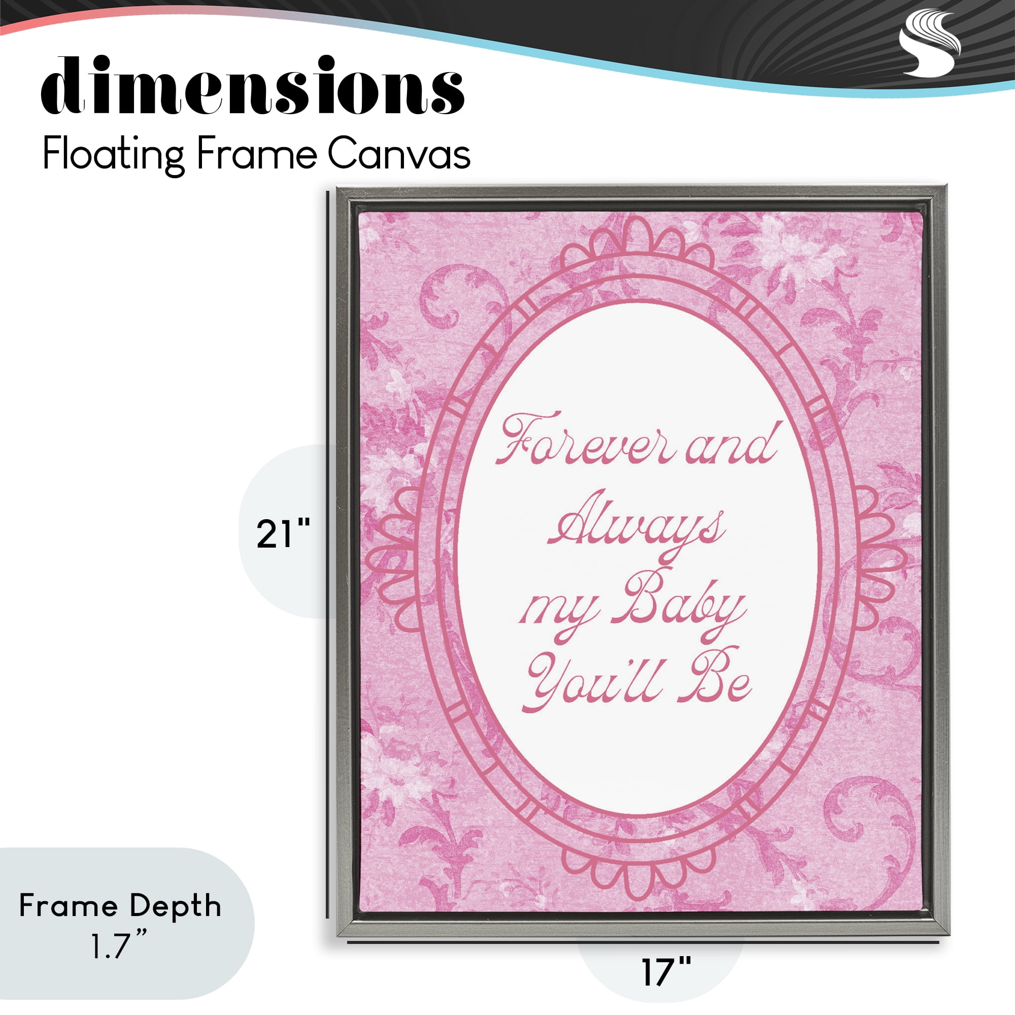 Stupell Industries Forever & Always My Baby Gray Framed Floater Canvas Wall Art, design by Lil' Rue