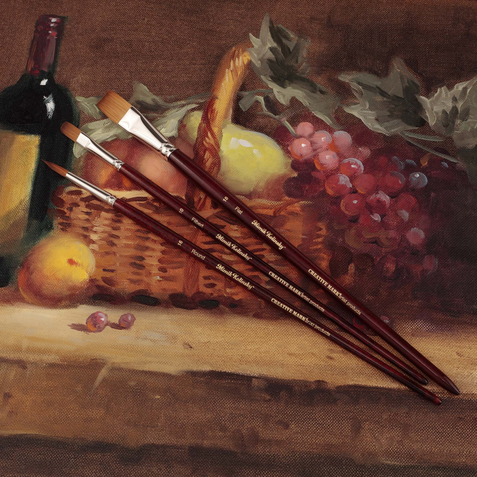 Creative Mark Mimik Kolinsky Watercolor Brush - # 2 Bright - Long Handle Synthetic Paint Brush - Handmade in Germany - Synthetic Sable Paint Brushes for Professional Artists - Animal-Friendly