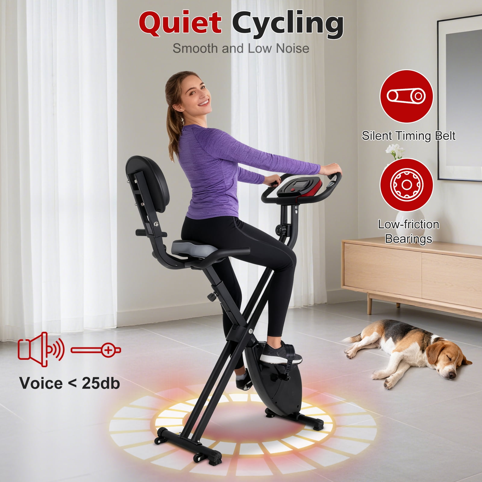 HooKung X Bike Foldable Stationary Bike, Folding Upright Exercise Bike for Home