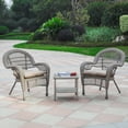 thumbnail image 4 of 3pc Taupe Wicker Chair with Tan Cushion and End Table Set, 4 of 11