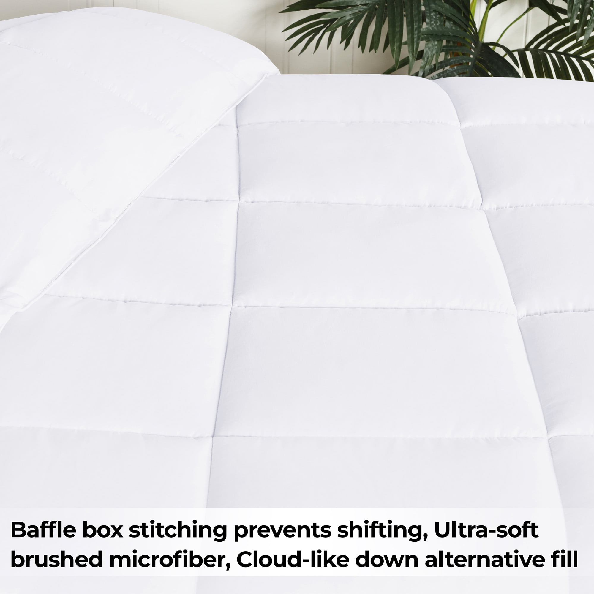 Superior Solid Comforter Down Alternative Bedding, Twin/Twin XL, White