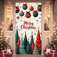 thumbnail image 2 of Festive Design Merry Christmas Banner Red Green Ornaments Holiday Trees Graphic for Christmas Party Indoor Home Decoration, 2 of 9