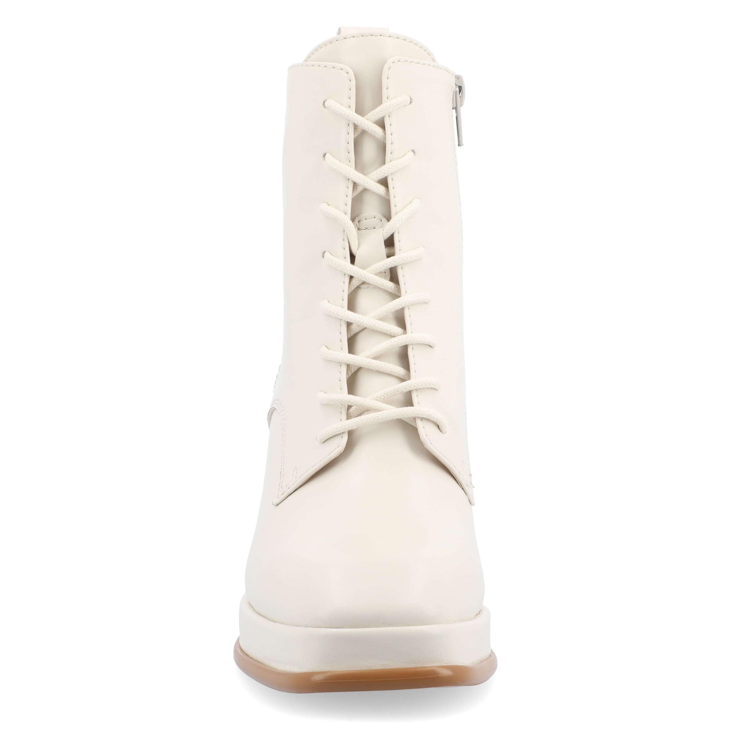 Journee Womens Kalindi Lace Up and Zip Entry Square Toe Booties, Widths Available
