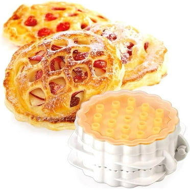 Triani Mini Pie Plate Pocket Pie Mold Manual Dough Sheeter 3 Shapes Multipurpose Pie Maker for Halloween Christmas Various Themed Party Potluck(White)