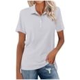 thumbnail image 1 of Womens T Shirts Summer Lapel Polo Slim Fit Short Sleeve Solid Color Leisure Lady Tees, 1 of 8