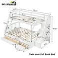 thumbnail image 6 of BELLEMAVE Twin over Full Bunk Bed with there drawer, bulid in ladder and storage stairs, Convertible into 2 beds, Bunk bed /Wood Bunk Bed for Teens(White), 6 of 10
