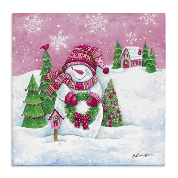 Stupell Industries Eclectic Scenic Winter Snowman Canvas Art, 17 x 17, by Diane Kater