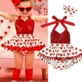 thumbnail image 6 of Fortune Valentine's Day Newborn Baby LOVE Heart Pompom Romper Dress Headband, 6 of 8