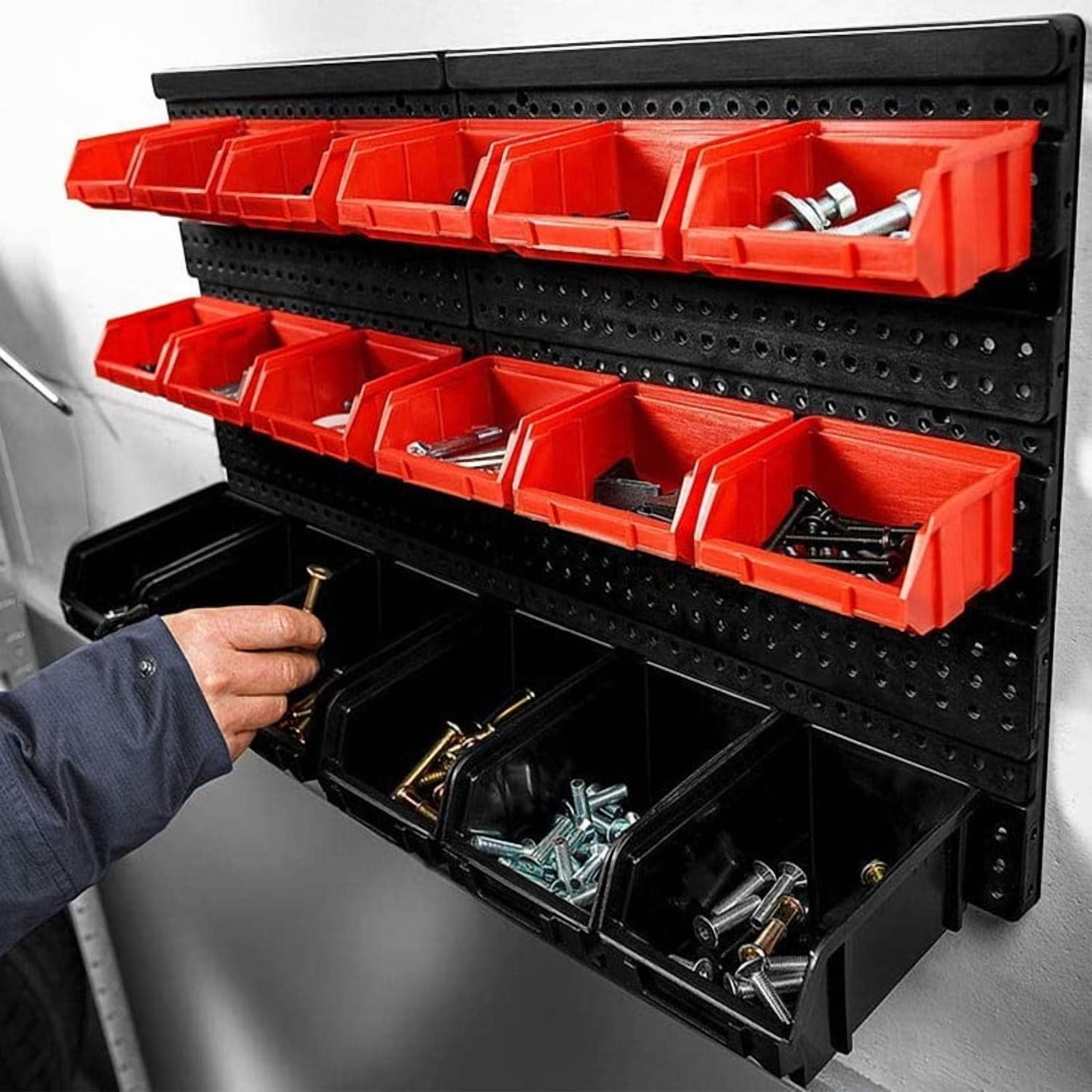 Wall Mounted Storage Bins, 30 Wall Mount Tool Organizer Bins Plastic Parts Rack Container