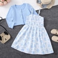 thumbnail image 5 of BOOMNY Girls 2 Peice Outfit Set Summer Clothes Set for Girls Long Sleeve Butterfly Graphic Pleated Dress Cardigan Tops Cozy Kids Dailywear, 5 of 9