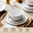 thumbnail image 4 of MALACASA Dinnerware Set for 4, 16 Pcs Ceramic Plates and Bowls Sets, Scratch Resistant Dish Set, Oven & Microwave & Dishwasher Safe, 4 of 9