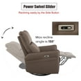 thumbnail image 4 of Bellemave Power Swivel Rocker Recliner, 270° Glider Recliner with USB Ports, Overstuffed Faux Leather Rocking Chair for Small Spaces Living Room (Brown), 4 of 9