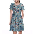 thumbnail image 1 of Disketp Underwater Animals and Flowers para Vestido de Manga Corta para Mujeres, Vestidos de Verano para Mujeres, Casual y Holgado para la Playa, 1 of 6