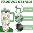 thumbnail image 3 of 40Oz Vintage Wildflower Tumbler with Straw & Lid Green Floral Travel Coffee Tumbler Cup with Handle for Spring Party Favor Supplies, 3 of 6