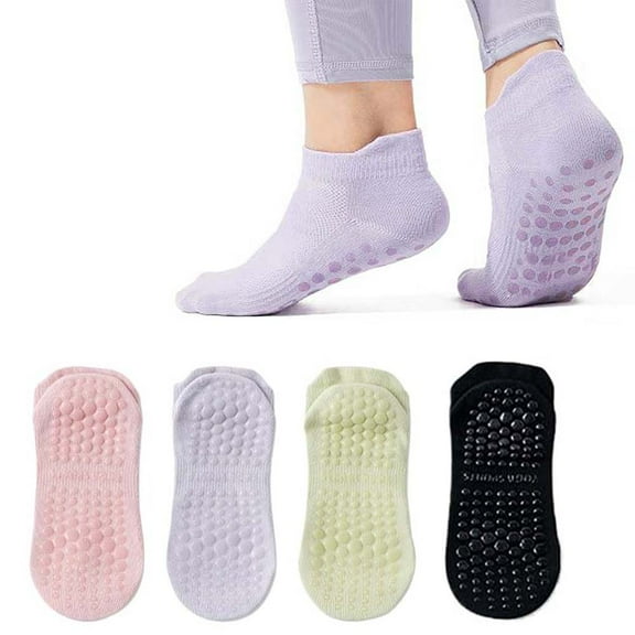 4 Pairs Non-Slip Breathable Yoga Socks for Women Grip Socks For Pilates Barre Dance Workout