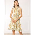 thumbnail image 3 of Mini Vestido Floral De Gasa Con Volantes En Niveles Cintura Fruncida A-Línea Para Mujeres Blanco XS, 3 of 6