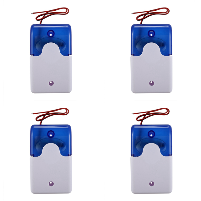 4X Mini Wired Strobe Warning Siren Durable DC12V Sound Alarm Flashing Light Sound Siren Horn Security Alarm System 115Db
