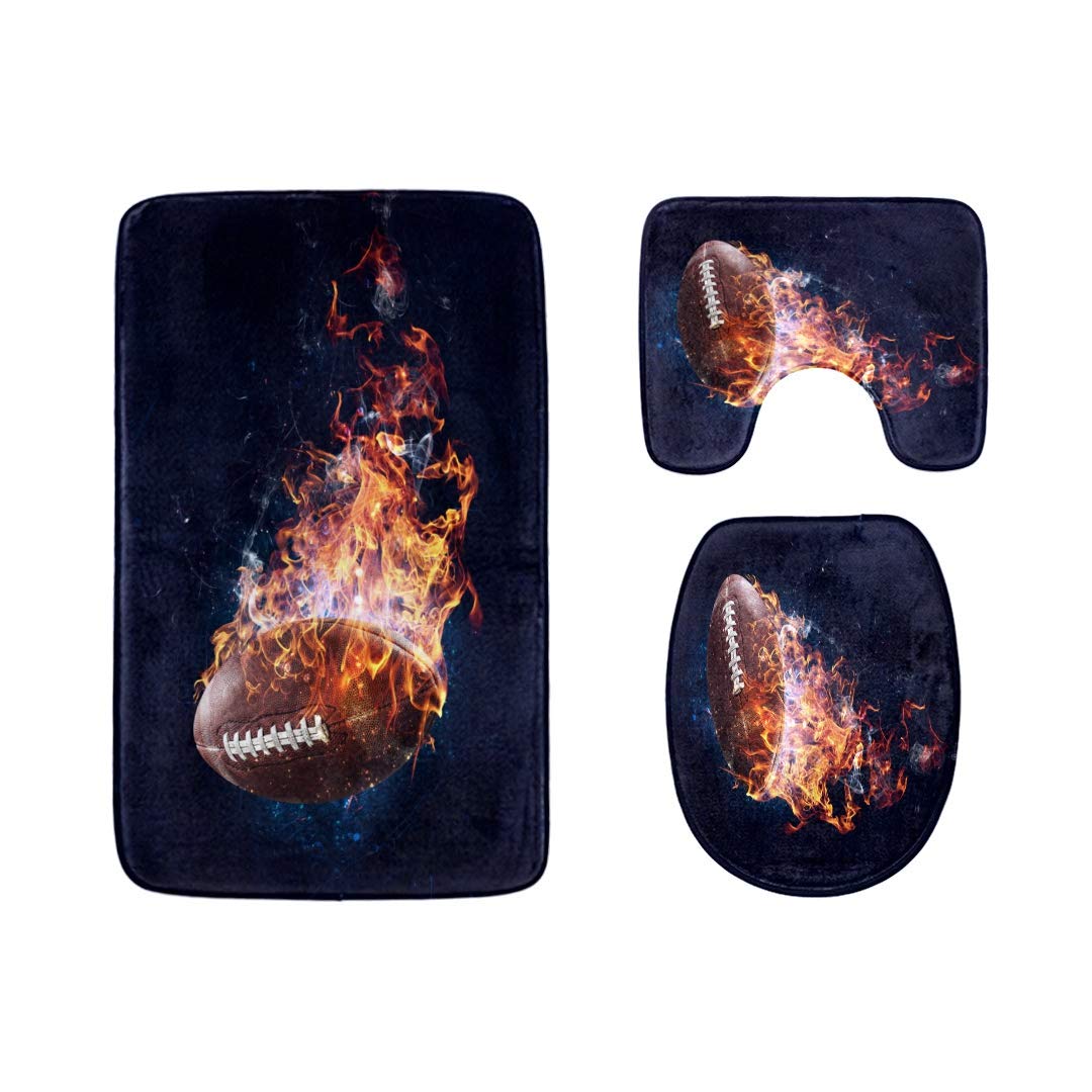 Bath Rugby Rug XDDJA Fashional Elliptical Rugby Sport 3 Piece Bathroom Rugs Set Bath ...