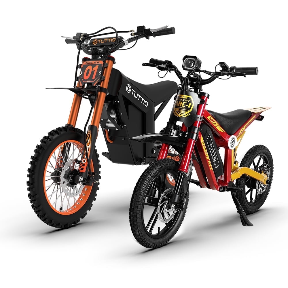 TUTTIO Electric Dirt Bike Combo - Soleil01 & ARC-I, 2000W 48V 21Ah Electric Motocycle for Adult with Max 37mph & 750W 36V 13AH Mini E-Bike for Kids, 2Pcs Family for Parent-Child Riding