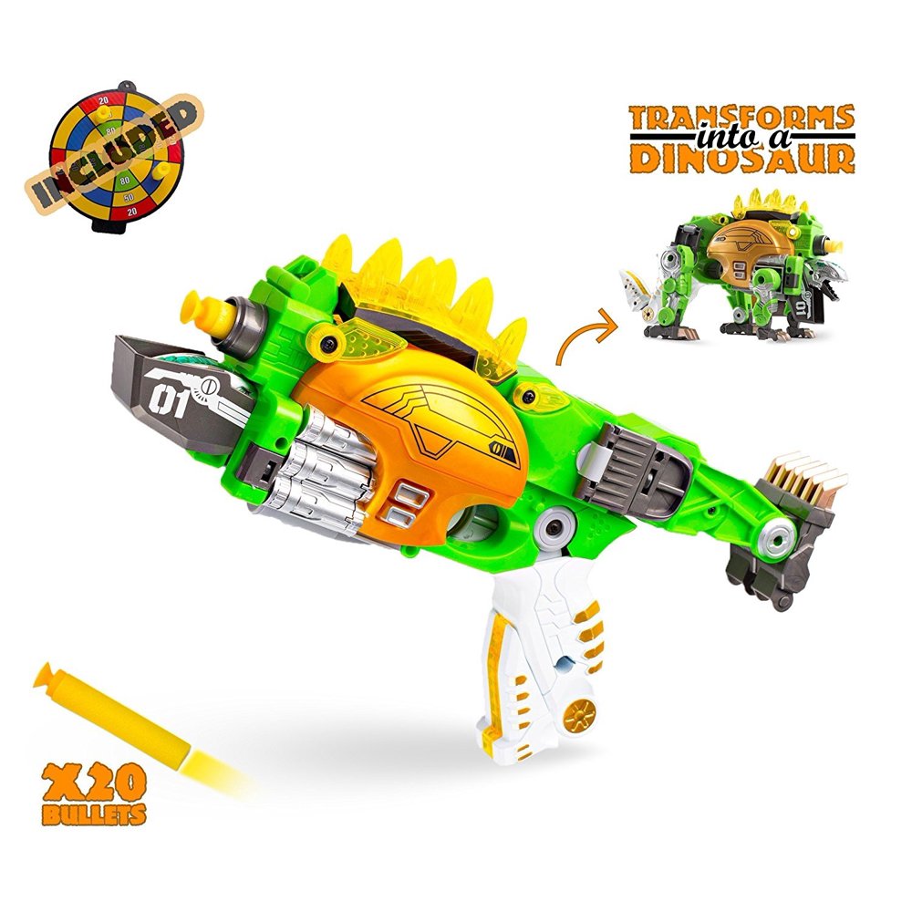 Transformer Dinosaur Gun with 20 Foam Darts Holiday, Birthday Gift