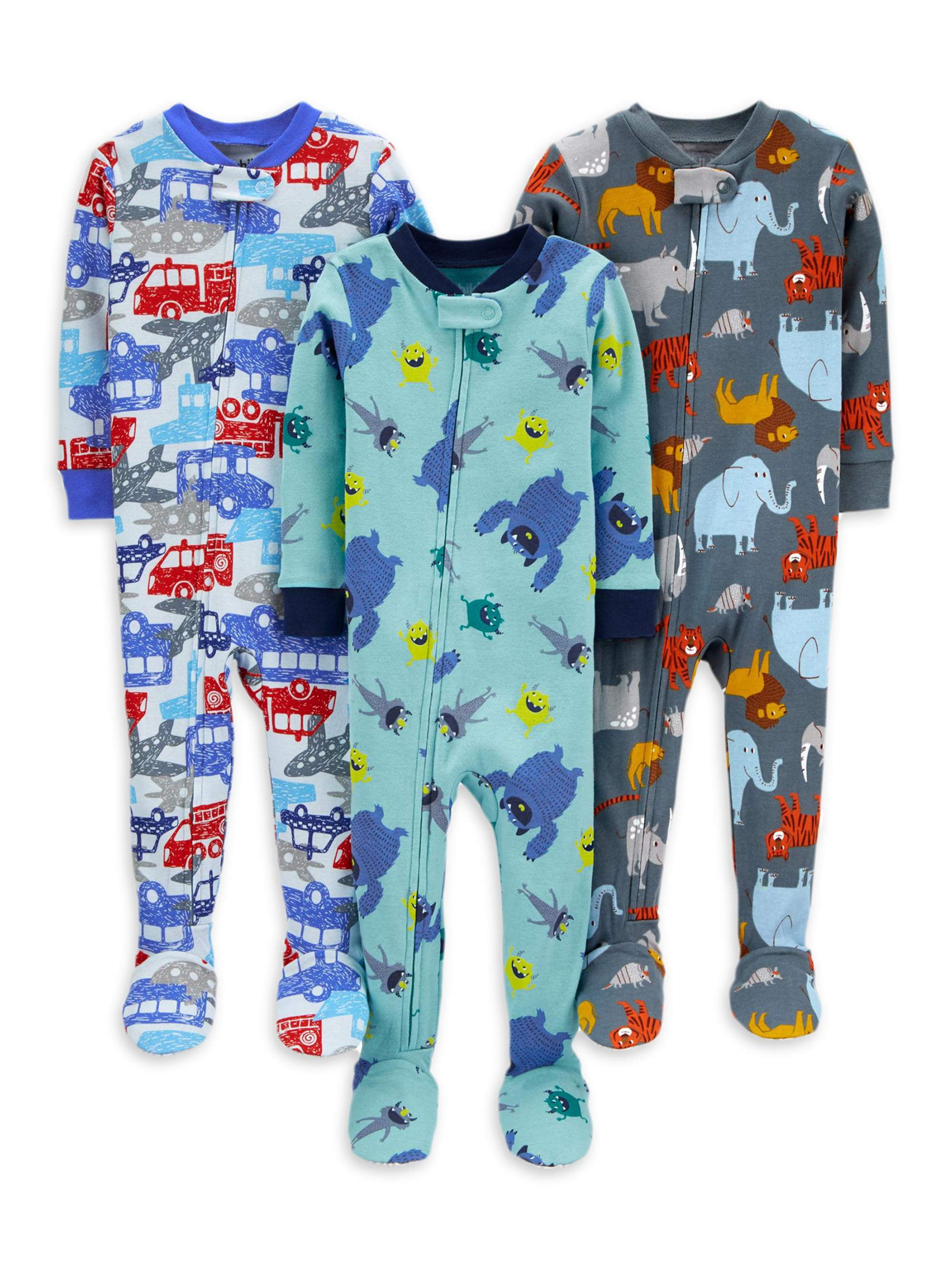 1-Piece Snug Fit Button up Newborn Footed Coveralls Closure Pajamas