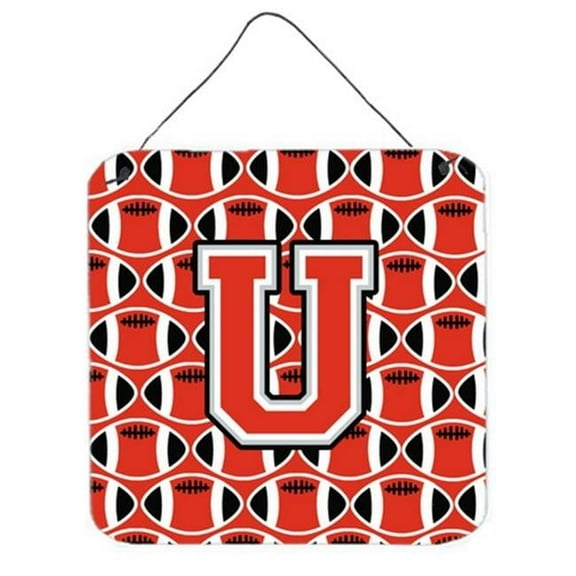 Letter U Football Scarlet & Grey Wall or Door Hanging Prints