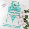 thumbnail image 4 of Sexy Pu Leather Strappy Underwire Garter Belt Lingerie Set, 4 of 5