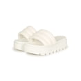 thumbnail image 3 of HeartThentic Puffy Padded Thick Strap Lugged Sole Open Toe Platform Ridged Treaded Flatform Sole Spring Summer Slide Sandals by Kayleen - White Vegan Leather (Size: 5.5), 3 of 3