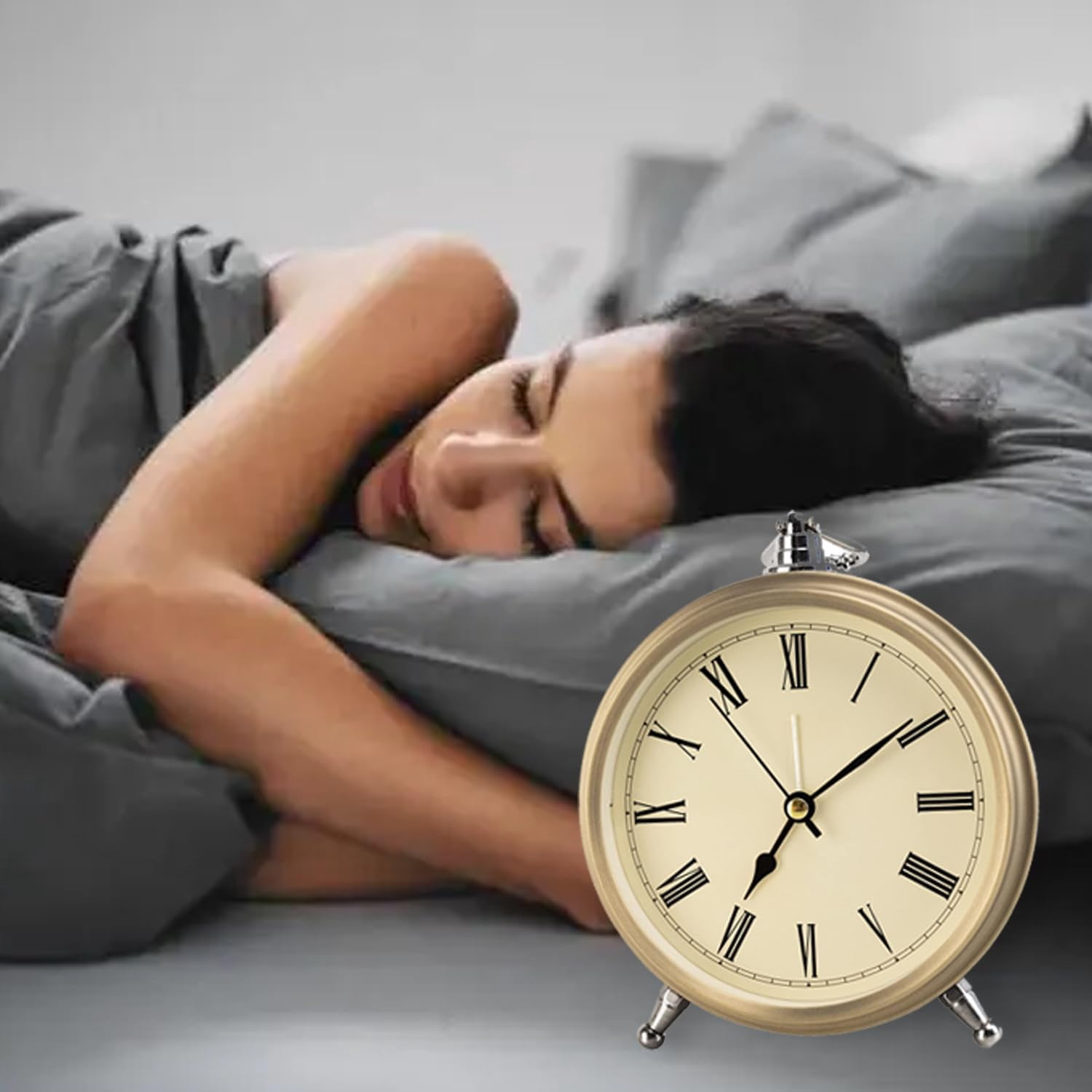 Desk Clock,Battery Operated Clock,Retro Alarm Clock, Ideal for Bedrooms, Vintage Inspired Decor, Silent Non-Ticking,Retro Clock(6 inch,Roman Numerals)