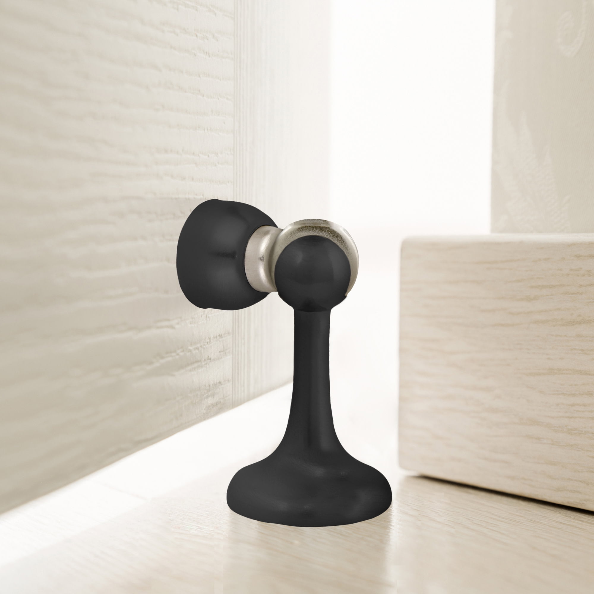 Design House 2-Pack Magnetic Door Stop Wall Protectors with Magnetic Tip, Matte Black